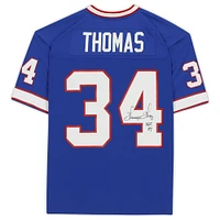 Maillot réplique bleu autographié Mitchell & Ness des Buffalo Bills de Thurman Thomas avec inscription « HOF 2007 »
