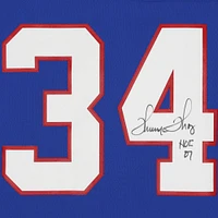 Maillot réplique bleu autographié Mitchell & Ness des Buffalo Bills de Thurman Thomas avec inscription « HOF 2007 »