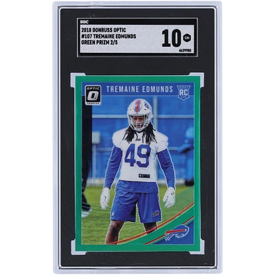 Carte de recrue authentifiée 10 Panini Donruss Optic Green Prizm #107 #2/5 SGC de Tremaine Edmunds Buffalo Bills 2018