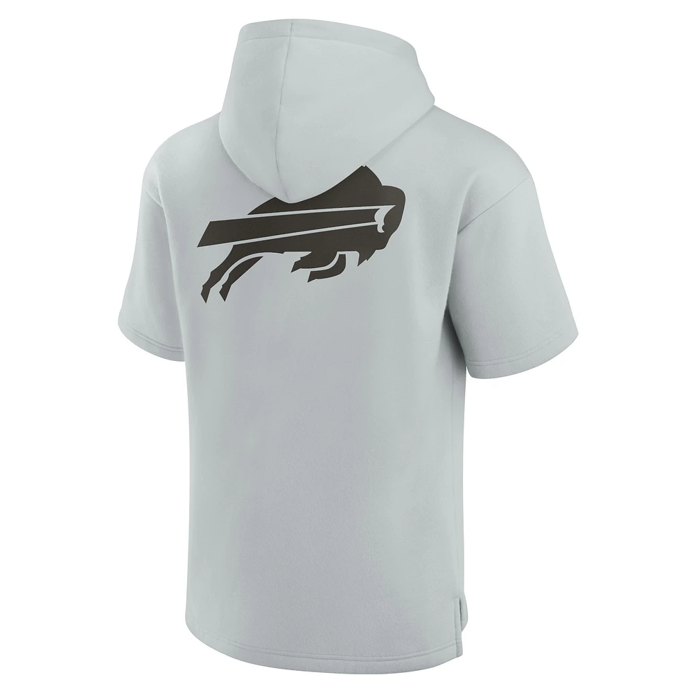 Unisex Fanatics Gray Buffalo Bills Elements Super Soft Fleece Short Sleeve Pullover Hoodie