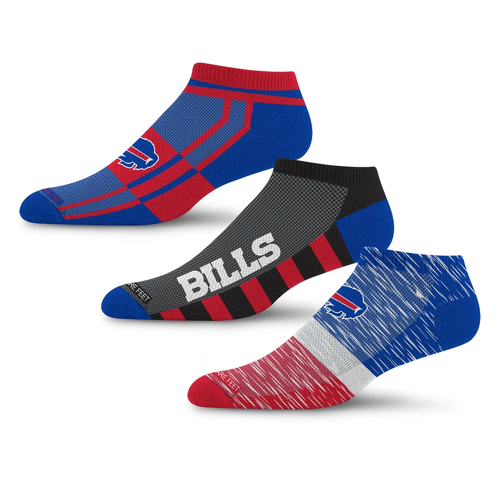 Lot de 3 paires de chaussettes invisibles unisexes pour pieds nus Buffalo Bills Stack Stripe