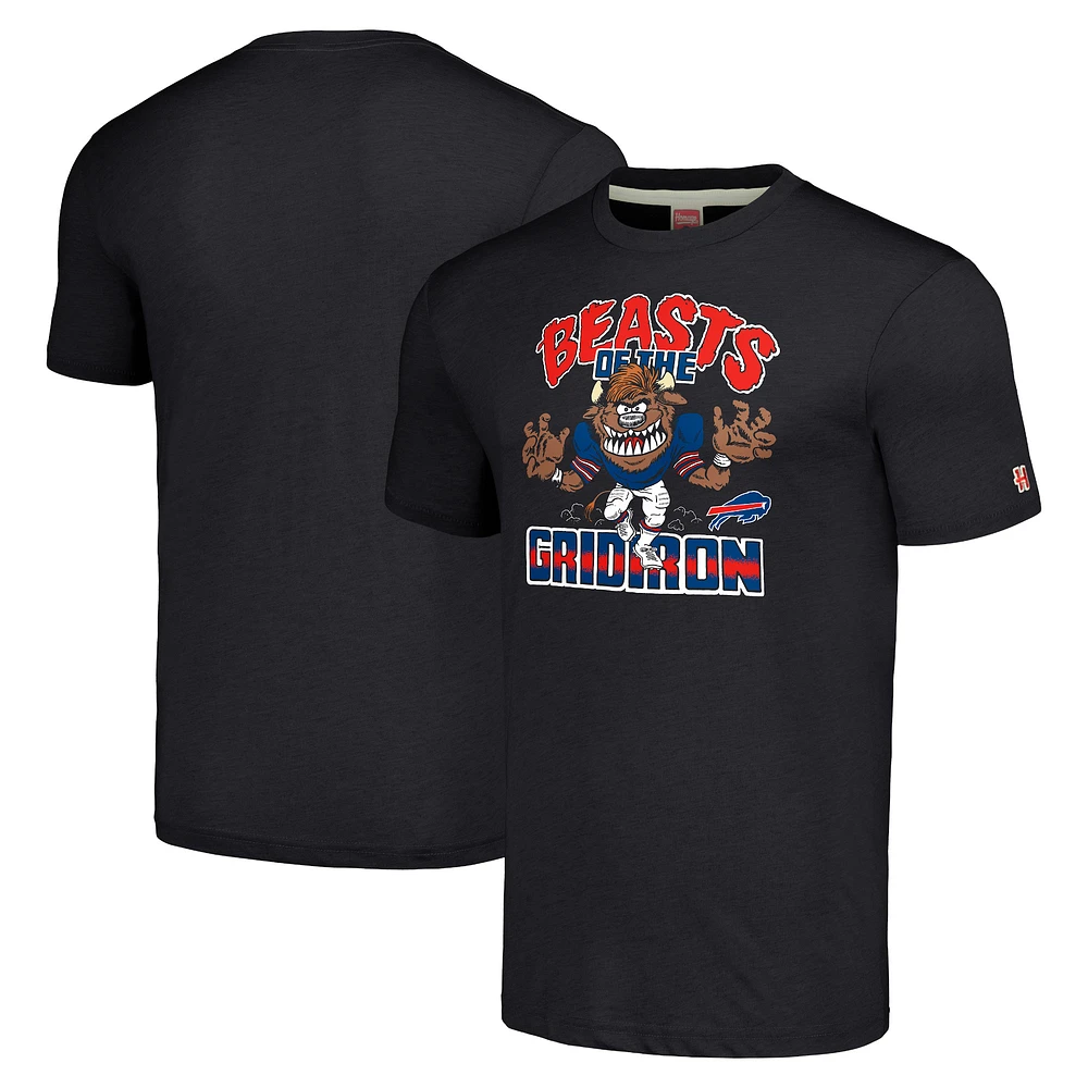 Hommage unisexe Charcoal Buffalo Bills Monstres du Gridiron Halloween T-shirt triple mélange