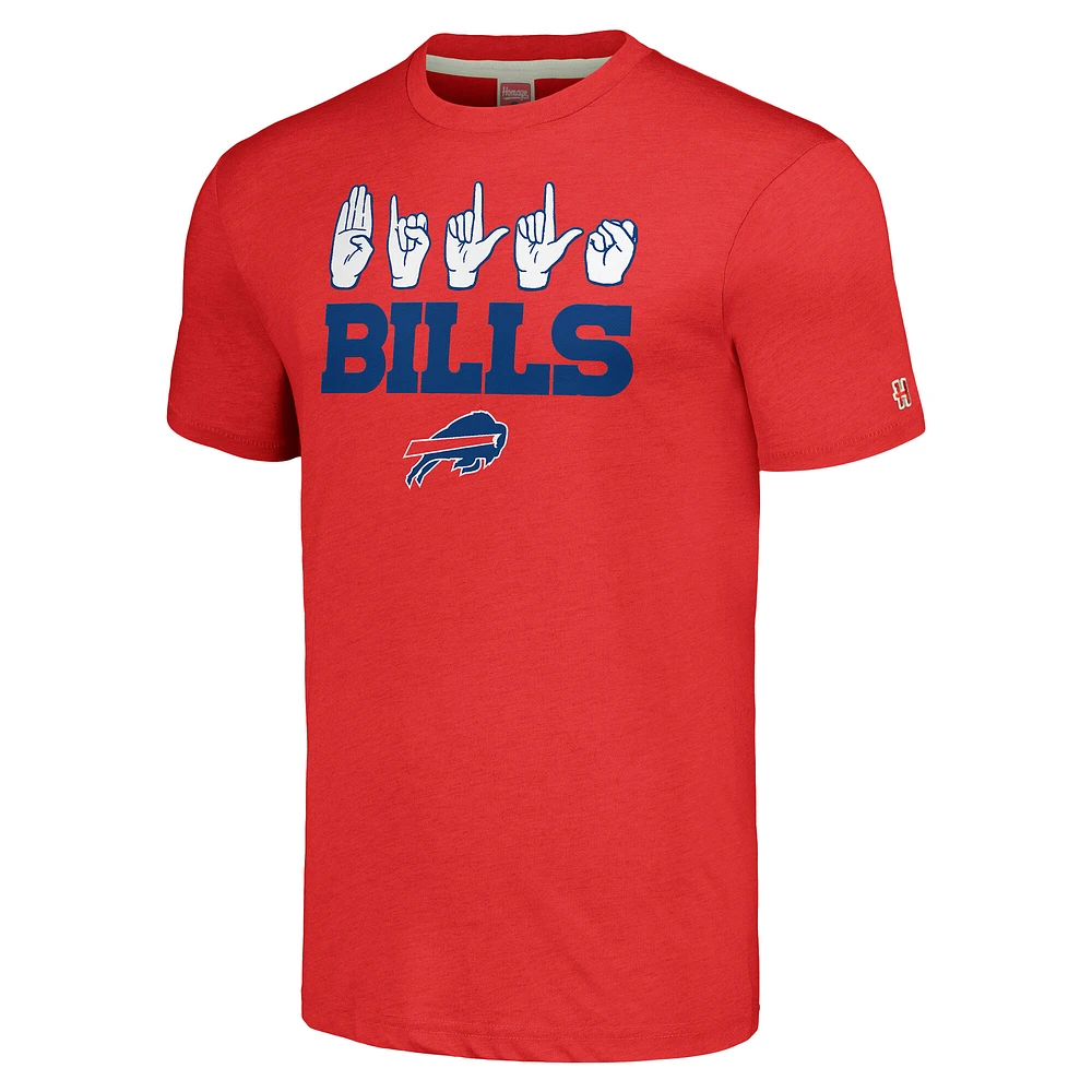 T-shirt unisexe hommage Red Buffalo Bills The NFL ASL Collection par Love Sign en langue des signes américaine