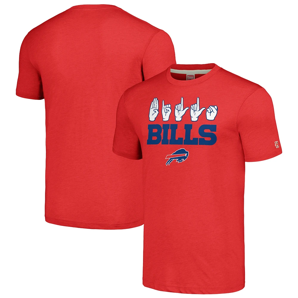 T-shirt unisexe hommage Red Buffalo Bills The NFL ASL Collection par Love Sign en langue des signes américaine