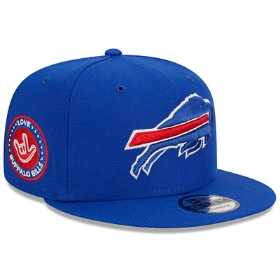 Casquette unisexe New Era Royal Buffalo Bills The NFL ASL Collection par Love Sign Side Patch 9FIFTY Snapback