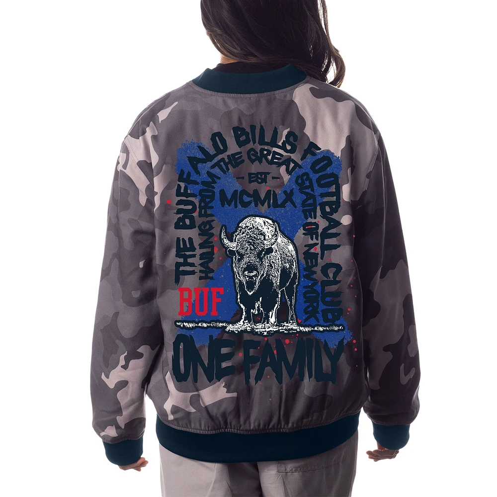 Unisex The Wild Collective Gray Buffalo Bills Camo Bomber Jacket