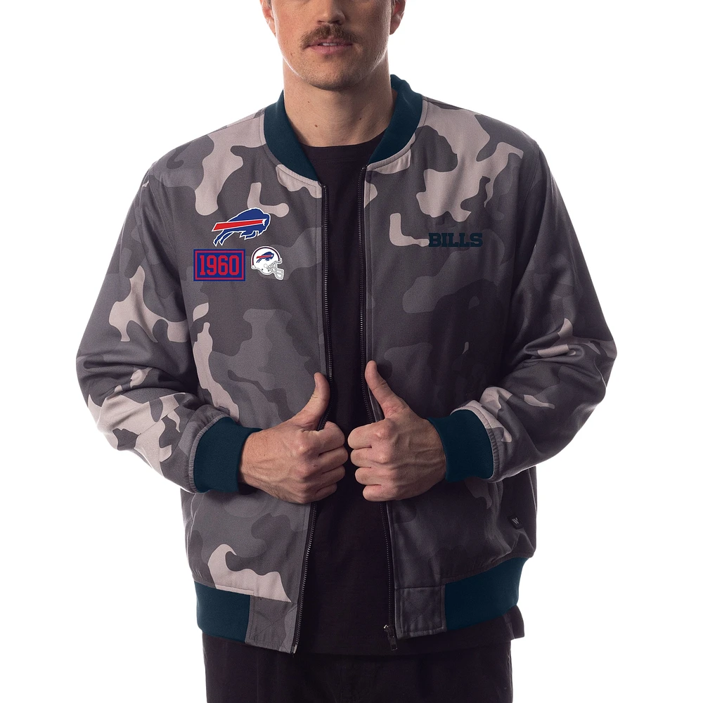 Unisex The Wild Collective Gray Buffalo Bills Camo Bomber Jacket