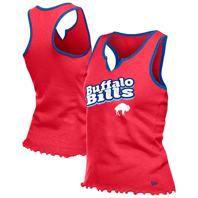 Women's New Era  Red Buffalo Bills Lettuce Hem Notch Neck Tri-Blend Tank Top