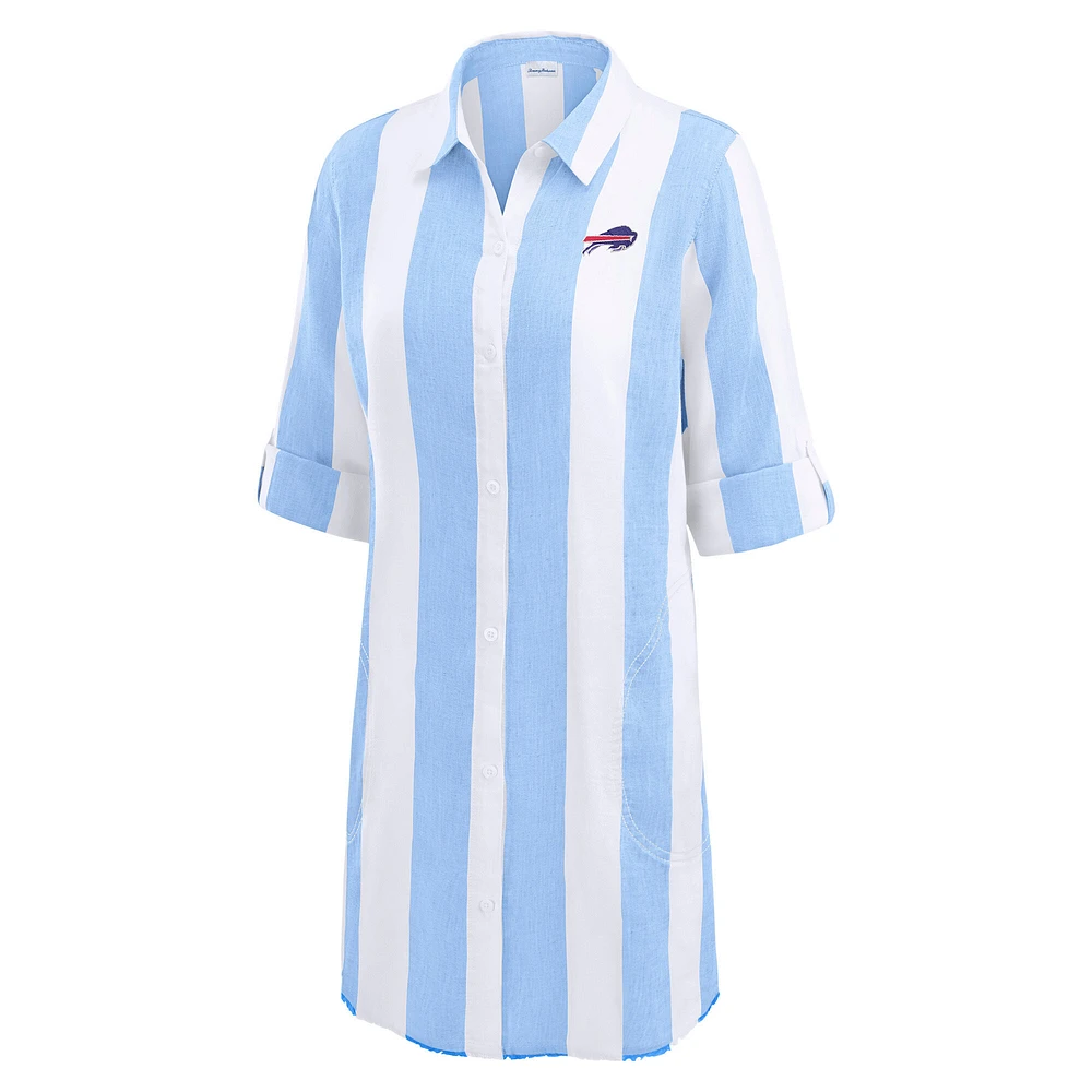 Tunique boutonnée à rayures bleues et blanches pour femme Tommy Bahama Buffalo Bills Rugby Beach