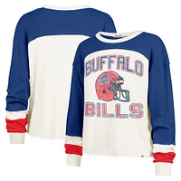 Women's '47 Cream Buffalo Bills Double Header Curve Raglan Long Sleeve Crop Top