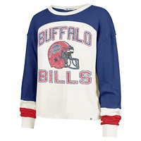 Women's '47 Cream Buffalo Bills Double Header Curve Raglan Long Sleeve Crop Top