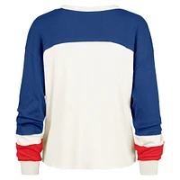 Haut court à manches longues raglan Double Header Curve '47 Cream Buffalo Bills pour femme