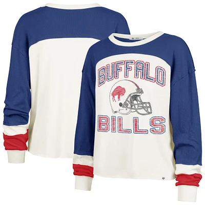 T-shirt à manches longues pour femme Buffalo Bills Double Header Curve Toni '47 Cream