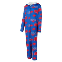 Women's Concepts Sport Royal Buffalo Bills Throwback Roadway Allover Print Microfleece Full-Zip Union Suit