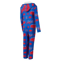 Women's Concepts Sport Royal Buffalo Bills Throwback Roadway Allover Print Microfleece Full-Zip Union Suit