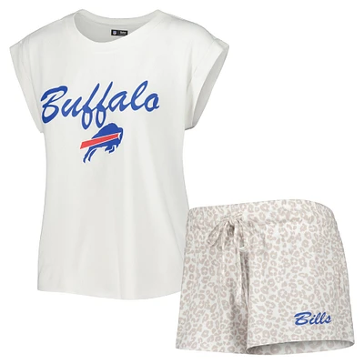 Concepts Sport Ensemble de nuit avec t-shirt et short en tricot Buffalo Bills Montana pour femme, blanc/crème