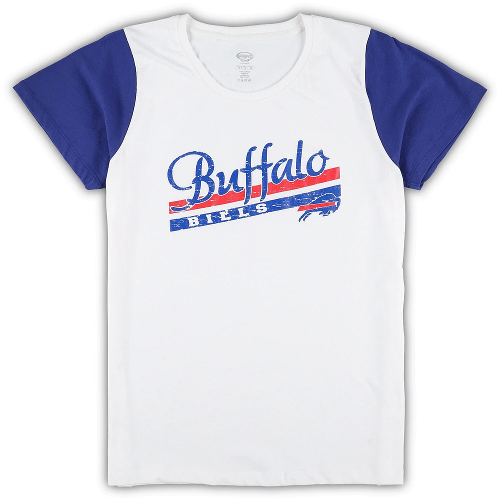 Concepts Sport White/Royal Buffalo Bills T-shirt et short Downfield pour femme Ensemble de nuit