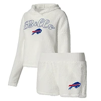 Women's Concepts Sport  White Buffalo Bills Fluffy Pullover Sweatshirt & Shorts Sleep Set