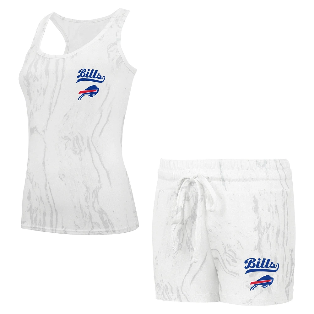 Concepts Sport Blanc Buffalo Bills Ensemble débardeur et short à quartz grande taille pour femmes