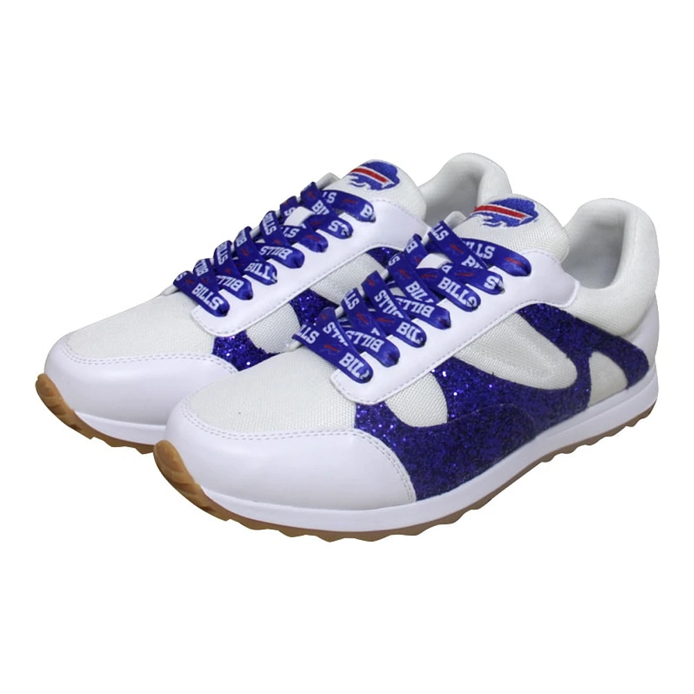 Women's Cuce  White Buffalo Bills Glitter Sneakers