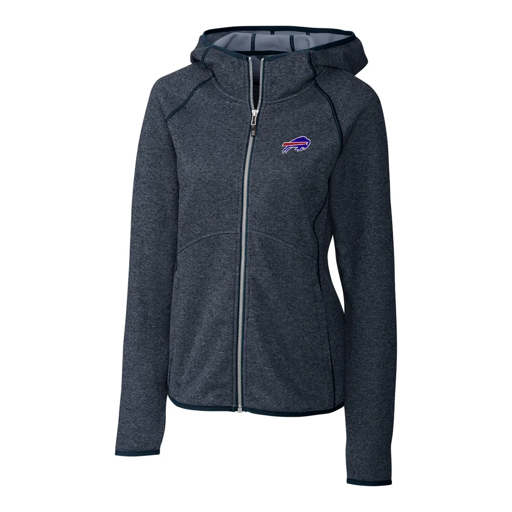 Women's Cutter & Buck Heathered Navy Buffalo Bills Mainsail Basic Sweater  Knit Fleece Full-Zip Vest