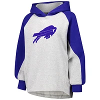 Women's DKNY Sport Gray/Royal Buffalo Bills Joy Cropped Raglan Pullover Hoodie