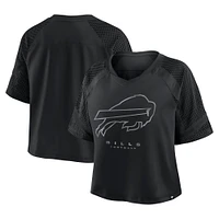 Women's Fanatics Black Buffalo Bills Oversized Cornerback Blitz Raglan V-Neck T-Shirt