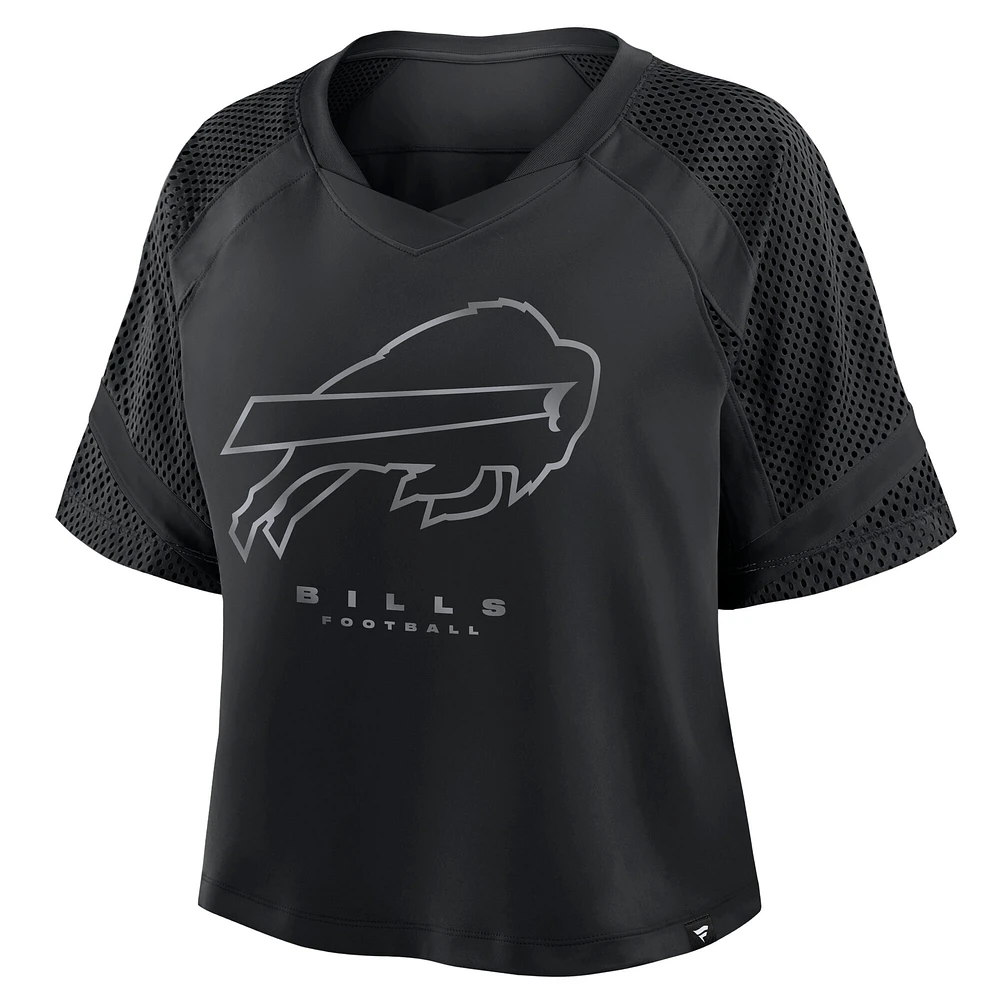 Women's Fanatics Black Buffalo Bills Oversized Cornerback Blitz Raglan V-Neck T-Shirt