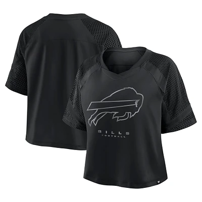 Women's Fanatics Black Buffalo Bills Oversized Cornerback Blitz Raglan V-Neck T-Shirt