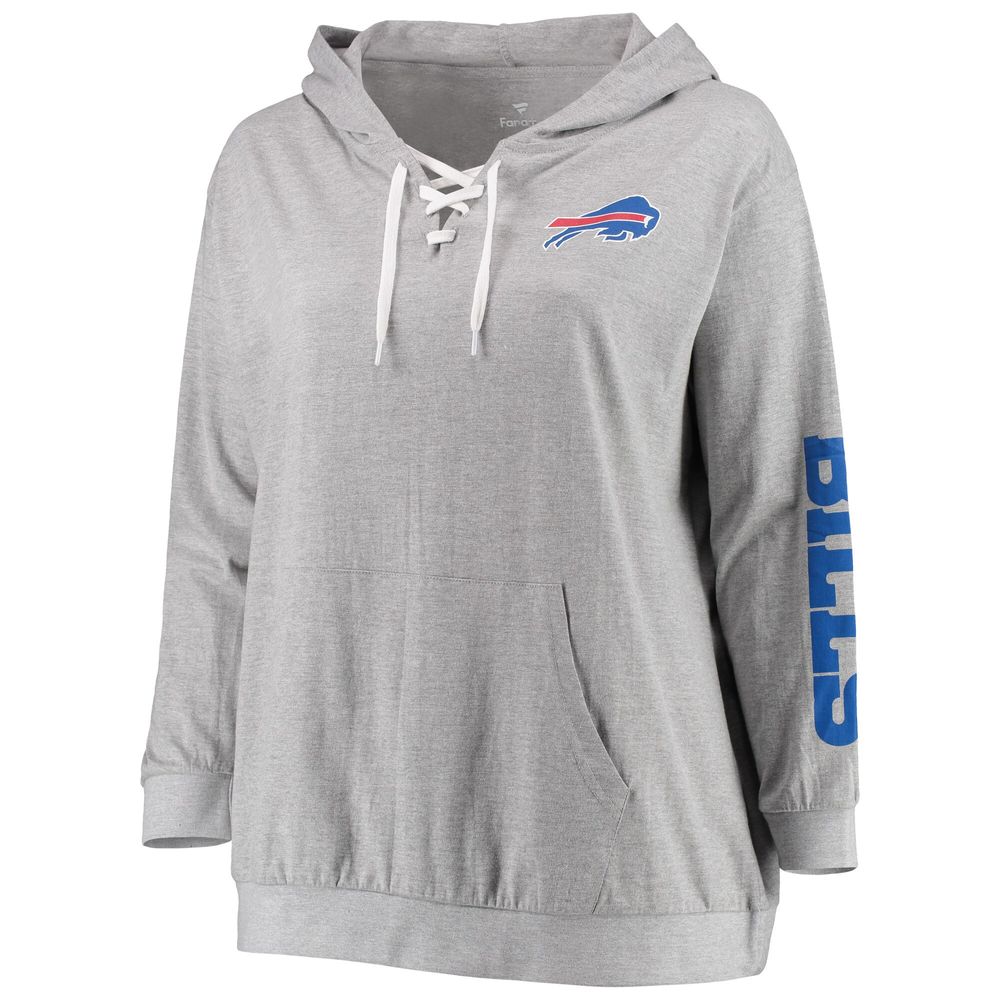 Fanatics Branded Women's Fanatics Branded Heathered Gray Buffalo Bills Plus  Lace-Up Pullover Hoodie