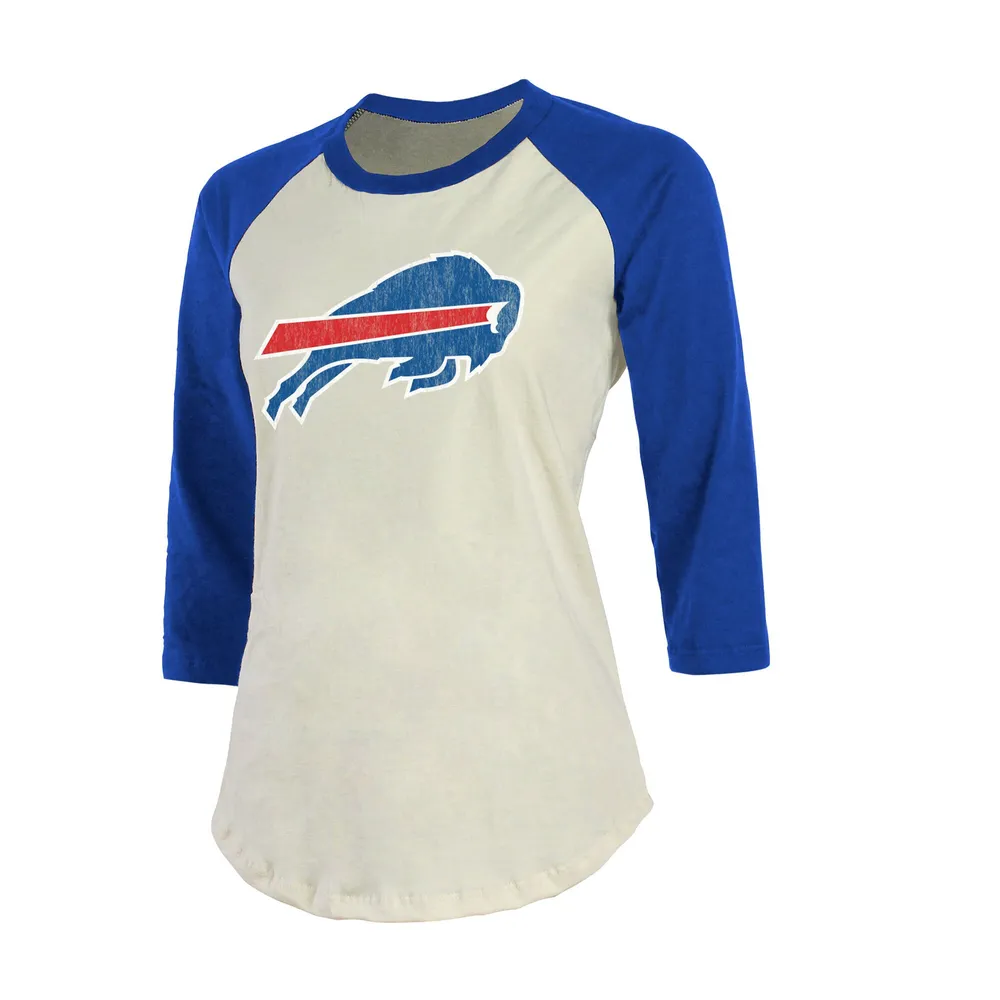 Josh Allen Buffalo Bills Fanatics Branded Women's Player Raglan Name & Number 3/4-Sleeve T-Shirt - Cream/Royal