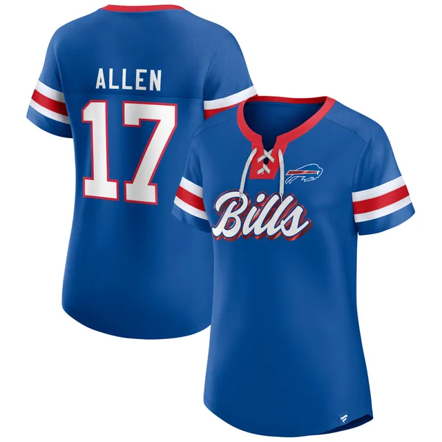 Josh Allen Buffalo Bills Fanatics Branded Women's Player Raglan Name & Number 3/4-Sleeve T-Shirt - Cream/Royal