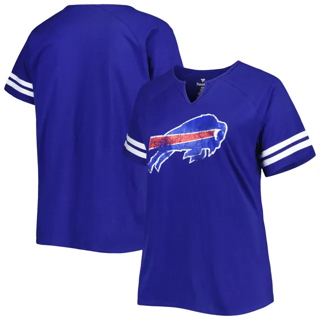 Lids Buffalo Bills Fanatics Branded Women's Plus Logo Striped Raglan Notch  Neck T-Shirt - Royal