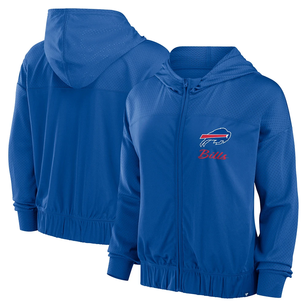 Sweat à capuche zippé intégral Script Lock College Royal Buffalo Bills Fanatics pour femmes