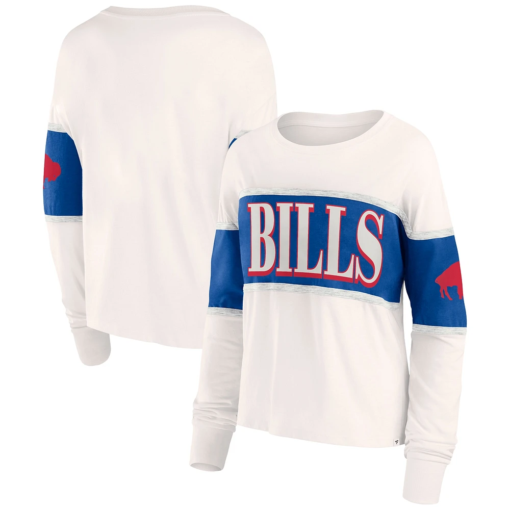 T-shirt à manches longues Fanatics Cream Buffalo Bills Antique Block pour femmes