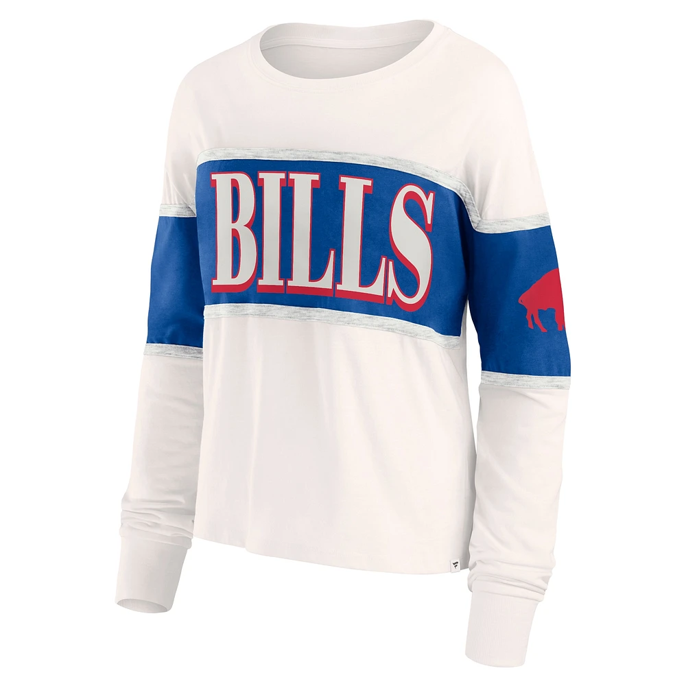 T-shirt à manches longues Fanatics Cream Buffalo Bills Antique Block pour femmes