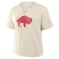 T-shirt col en V flammé Buffalo Bills crème Fanatics pour femme