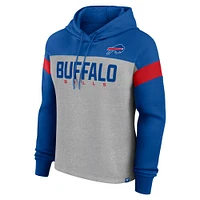 Sweat à capuche enfiler pour femme Fanatics Heather Grey/Royal Buffalo Bills Bold Play Call