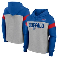 Women's Fanatics Heather Gray/Royal Buffalo Bills Bold Play Call Pullover Hoodie