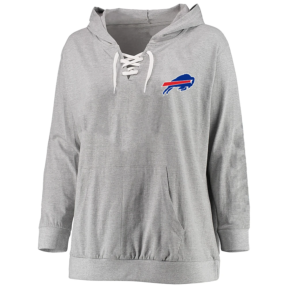 Sweat à capuche lacets grande taille pour femmes Fanatics Heather Grey Buffalo Bills