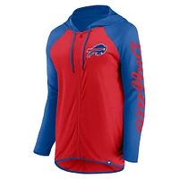 Sweat à capuche entièrement zippé Fanatics Red/Royal Buffalo Bills pour femme