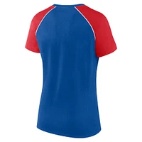 T-shirt raglan pailleté pour femme Fanatics Royal/Red Buffalo Bills