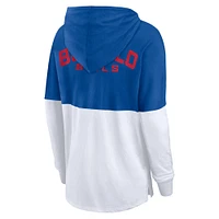 T-shirt à capuche manches longues Fanatics Royal/White Buffalo Bills Backup Option pour femmes