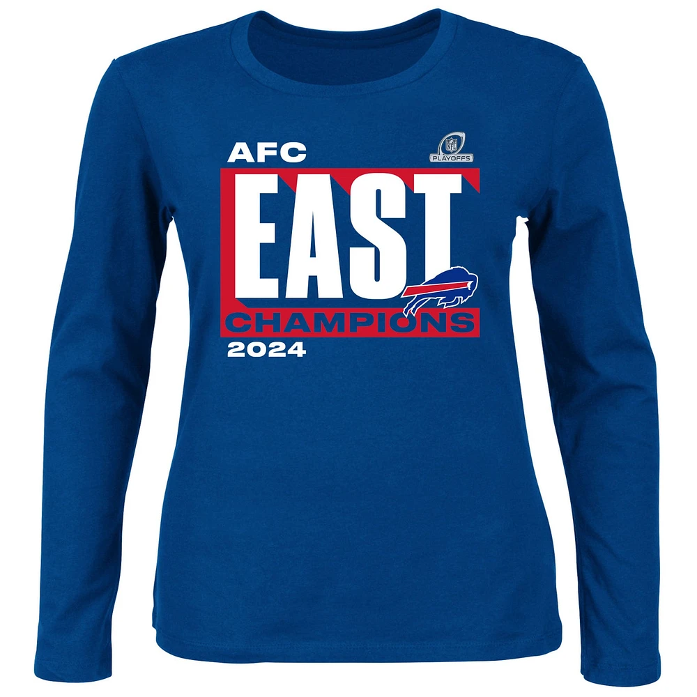 T-shirt à manches longues et col rond pour femme Fanatics Royal Buffalo Bills 2024 AFC East Division Champions