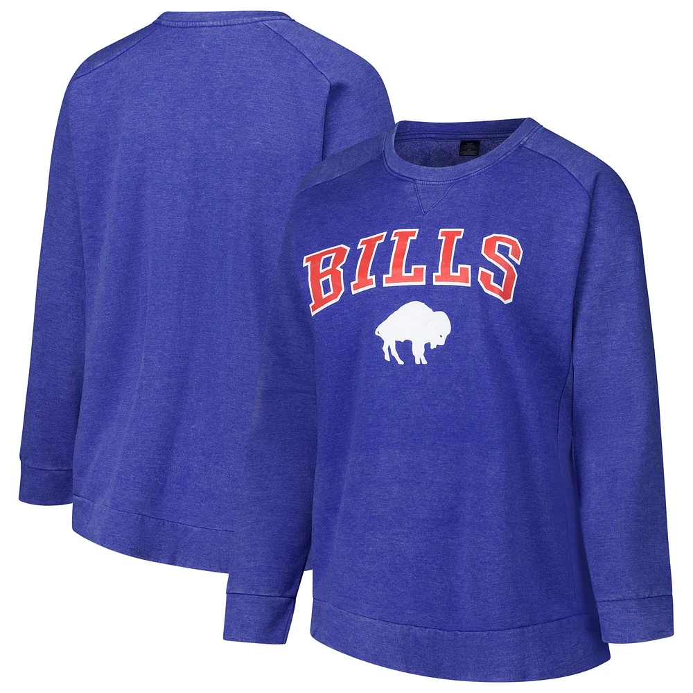 Women's Fanatics  Royal Buffalo Bills Acid Wash Raglan Pullover Sweatshirt