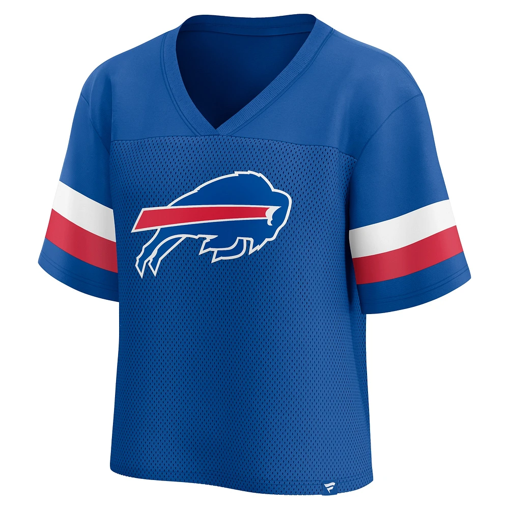 T-shirt court à col en V jersey Fanatics Royal Buffalo Bills établi pour femmes