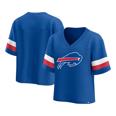 T-shirt court à col en V jersey Fanatics Royal Buffalo Bills établi pour femmes