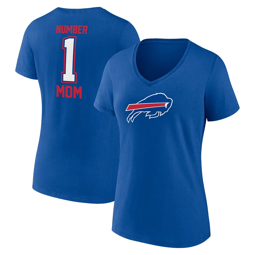 T-shirt à col en V pour la fête des mères Fanatics Royal Buffalo Bills femmes