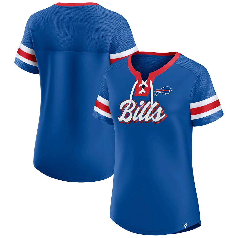 T-shirt à lacets Fanatics Royal Buffalo Bills Original State pour femmes