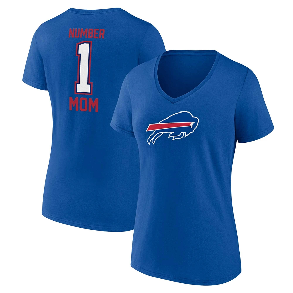 Fanatics Royal Buffalo Bills pour femmes - T-shirt à col en V grande taille la fête des mères #1 Mom